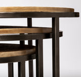Glover (Set of 3) 20L x 20W Brown Wood Round Top W/Metal Nesting Accent Tables from Mercana - Luna Furniture