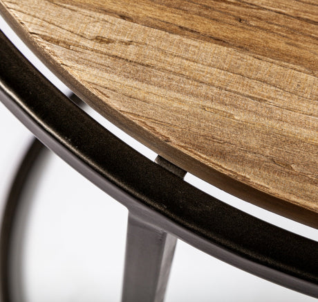 Glover (Set of 3) 20L x 20W Brown Wood Round Top W/Metal Nesting Accent Tables from Mercana - Luna Furniture