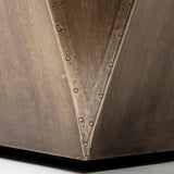 Esagono Octagonal Gold Metal-Clad Reclaimed Wood End/Side Table w/ Storage from Mercana - Luna Furniture