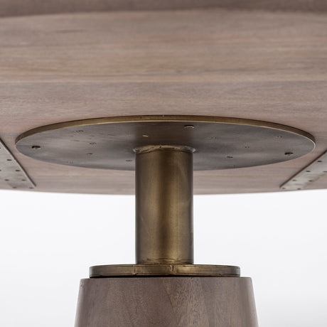 Maxwell II 54" Round Brown Solid Wood Top Brown Wood/Gold Metal Base Dining Table from Mercana - Luna Furniture