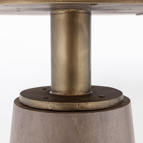 Maxwell II 54" Round Brown Solid Wood Top Brown Wood/Gold Metal Base Dining Table from Mercana - Luna Furniture