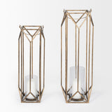 Ivy Large Gold Metal Geometric Cage Candle Holder Lantern from Mercana - Luna Furniture