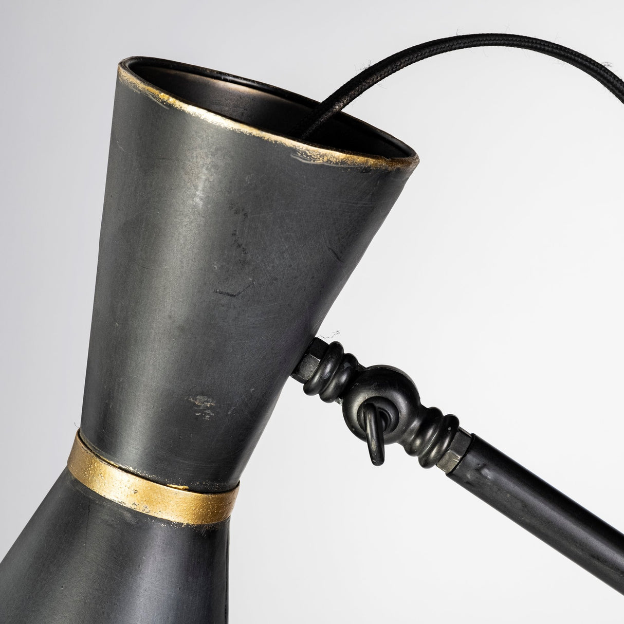 Eris III (58.3"H) Black/Brass Metal Cone Shade Floor Lamp from Mercana - Luna Furniture