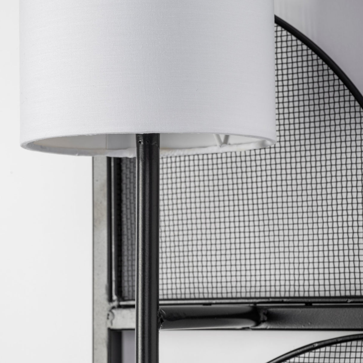 Navin 10x46.5 Black Metal Body White Fabric Shade Rectangular Wall Sconce from Mercana - Luna Furniture
