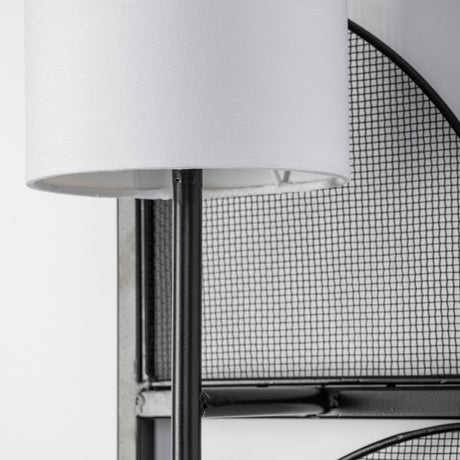 Navin 10x46.5 Black Metal Body White Fabric Shade Rectangular Wall Sconce from Mercana - Luna Furniture