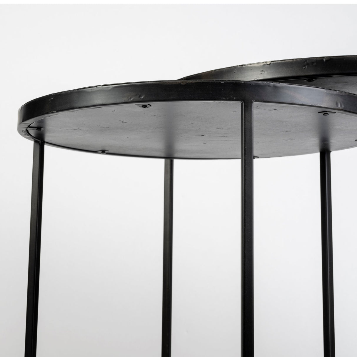 Chakra 19.7" Set of Two Round Dark Wood Top Black Frame Accent Tables from Mercana - Luna Furniture