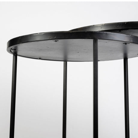 Chakra 19.7" Set of Two Round Dark Wood Top Black Frame Accent Tables from Mercana - Luna Furniture