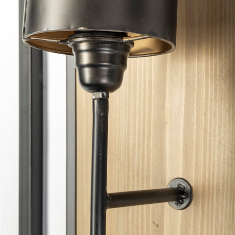 Cleo 16.9x57.1 Black Metal and Wood Rectangular Wall Sconce from Mercana - Luna Furniture