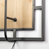 Cleo 16.9x57.1 Black Metal and Wood Rectangular Wall Sconce from Mercana - Luna Furniture