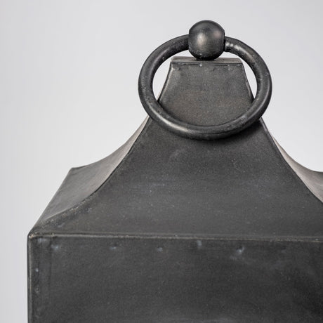 Ina Short Charcoal Metal Candle Holder Lantern from Mercana - Luna Furniture