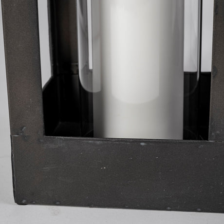 Ina Short Charcoal Metal Candle Holder Lantern from Mercana - Luna Furniture