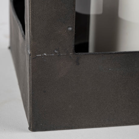 Ina Tall Charcoal Metal Candle Holder Lantern from Mercana - Luna Furniture