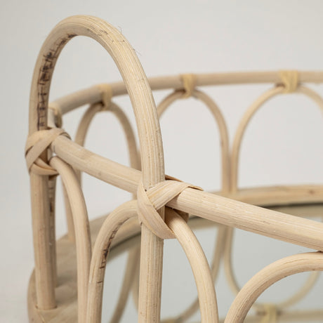 Leona (Set of 2) Natural Wicker Woven Mirrored Base Nesting Trays from Mercana - Luna Furniture