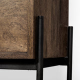 Glenn V 56L x 17W Dark Brown Wood w/ Cream Fabric Seat, 3 Drawers Hall Tree from Mercana - Luna Furniture