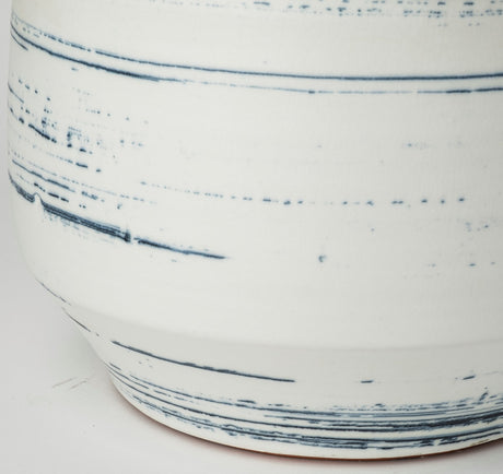 Sonnett Tall White/Blue Ceramic Vase from Mercana - Luna Furniture