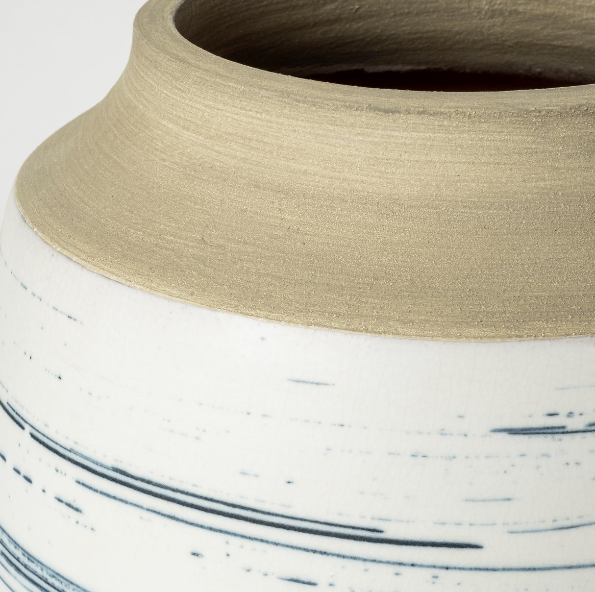 Sonnett Short White/Blue Ceramic Vase from Mercana - Luna Furniture