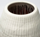 Reyan Small Pearl White Ceramic Striped Vase from Mercana - Luna Furniture