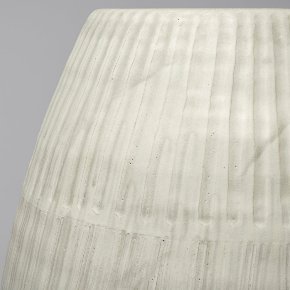 Reyan Small Pearl White Ceramic Striped Vase from Mercana - Luna Furniture