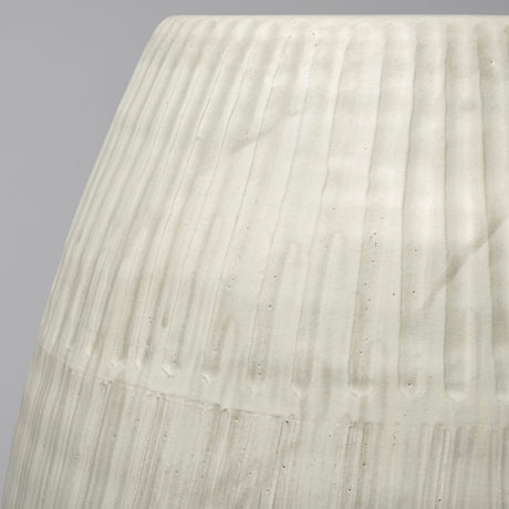 Reyan Small Pearl White Ceramic Striped Vase from Mercana - Luna Furniture