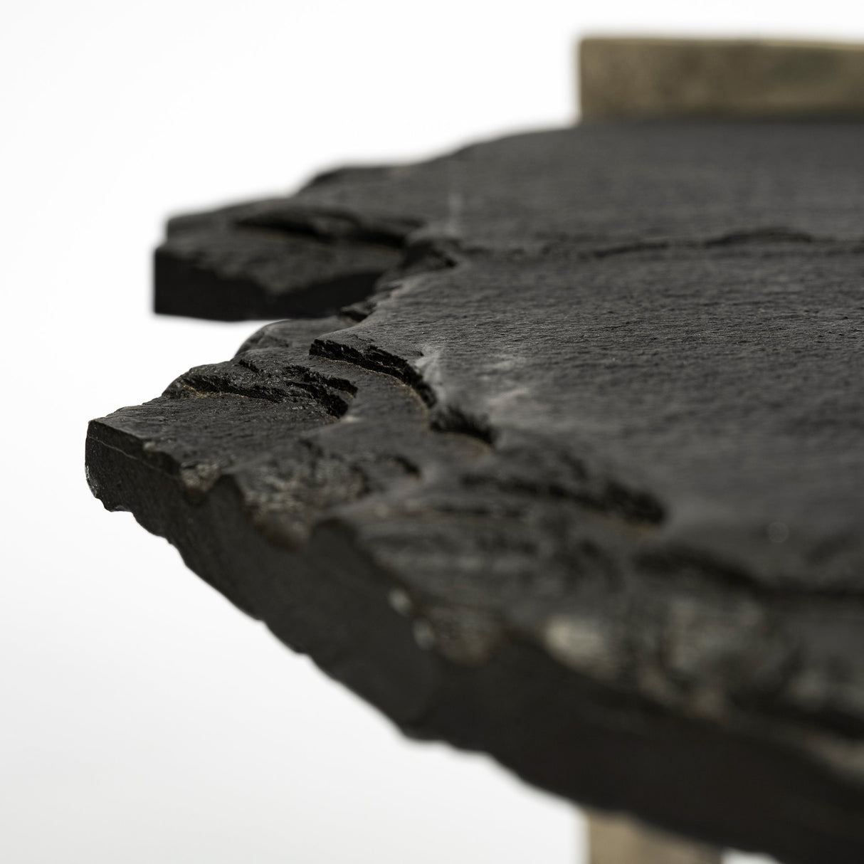 Shale 37" Irregular Live-Edge Black Slate w/Flat Iron Base Coffee Table from Mercana - Luna Furniture
