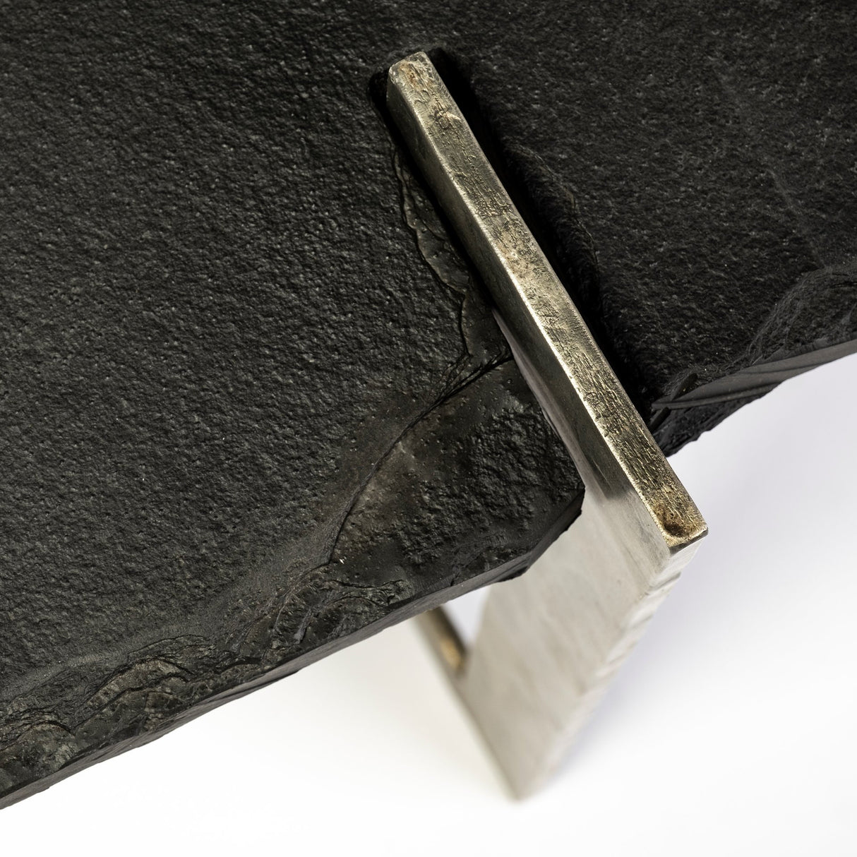 Shale 37" Irregular Live-Edge Black Slate w/Flat Iron Base Coffee Table from Mercana - Luna Furniture