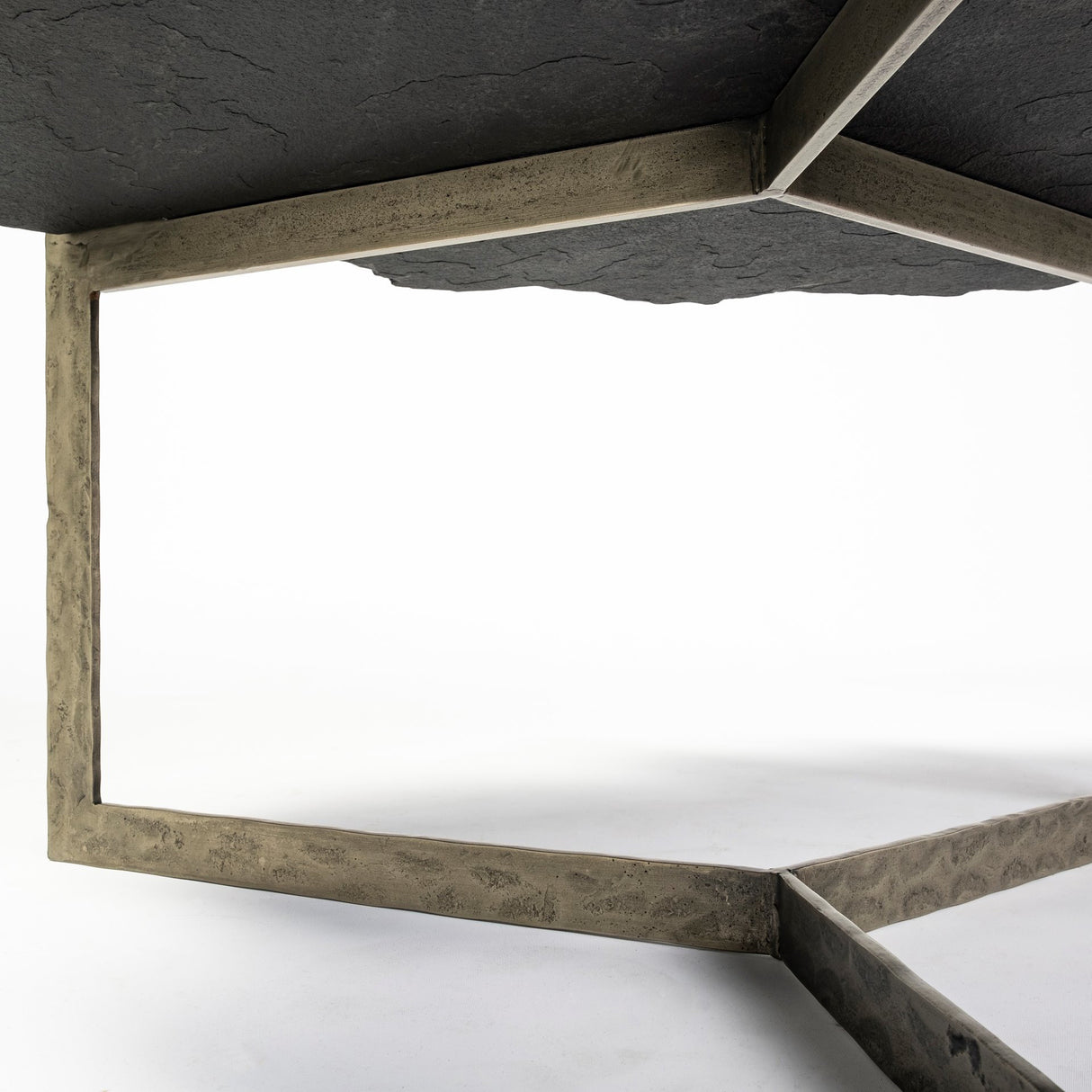 Shale 37" Irregular Live-Edge Black Slate w/Flat Iron Base Coffee Table from Mercana - Luna Furniture
