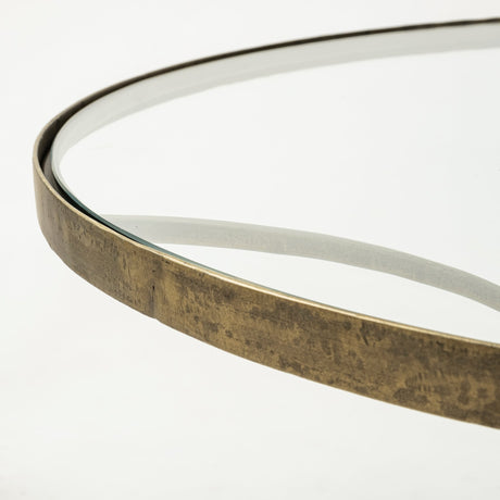 Jacinta 36" Round Glass Top Metal and Marble Pedestal Coffee Table from Mercana - Luna Furniture
