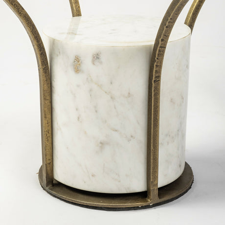 Jacinta 36" Round Glass Top Metal and Marble Pedestal Coffee Table from Mercana - Luna Furniture