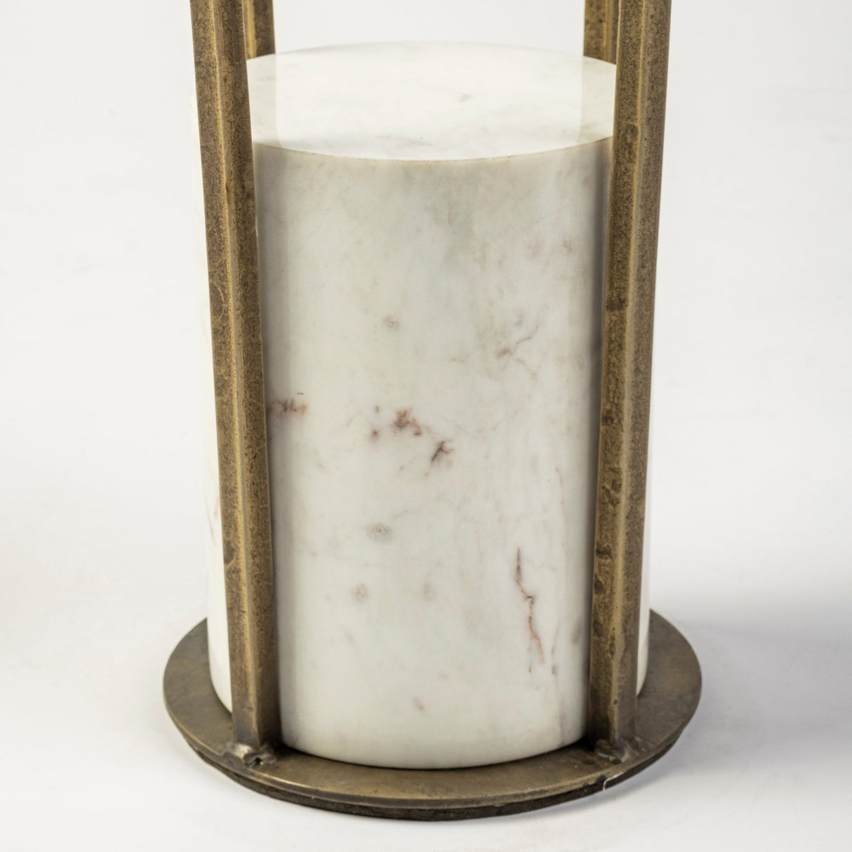 Jacinta II 21" Round Glass Top Metal and Marble Pedestal End/Side Table from Mercana - Luna Furniture