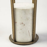 Jacinta II 21" Round Glass Top Metal and Marble Pedestal End/Side Table from Mercana - Luna Furniture