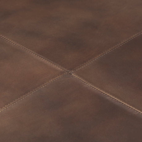 Minara 36" Square Brown Leather Wrapped w/Wood Base Ottoman from Mercana - Luna Furniture