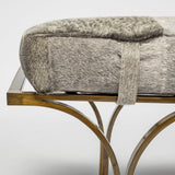 Jessie 55L x 16W White/Gray Hair-On-Hide Seat W/Gold Metal Base Accent Bench from Mercana - Luna Furniture