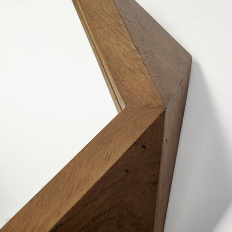 Aramis I 32" Octagon Brown Wood Frame Wall Mirror from Mercana - Luna Furniture