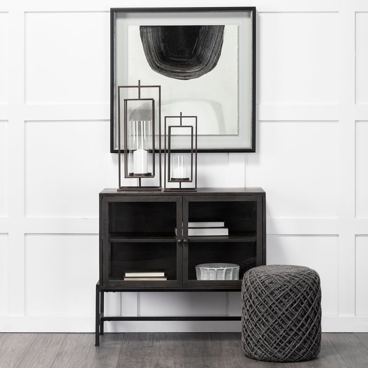 Albus II Small Black Metal Rectangular Table Candle Holder from Mercana - Luna Furniture