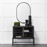 Sylvia II 24"x35" Oval Black Metal Frame Mirror from Mercana - Luna Furniture
