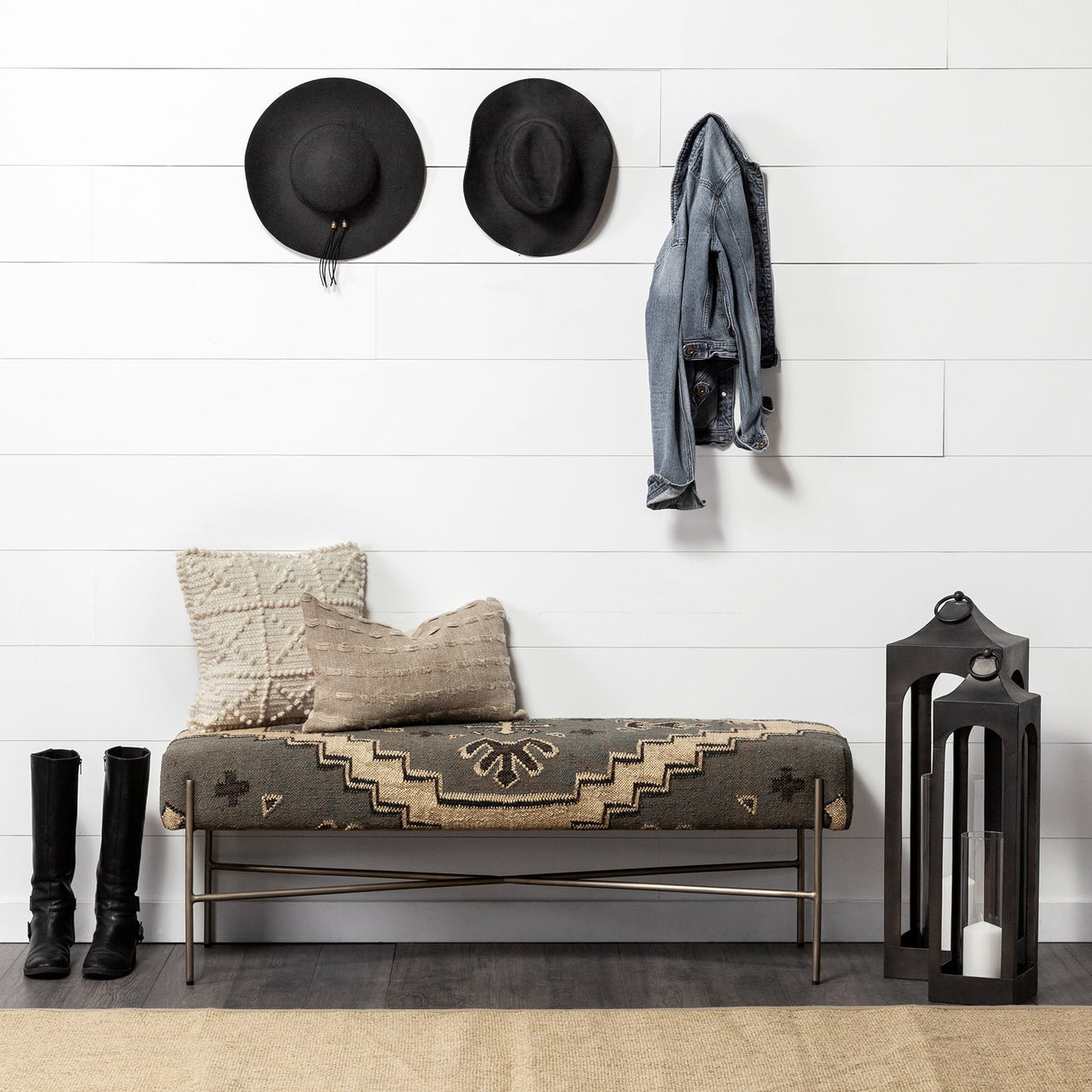 Ina Tall Charcoal Metal Candle Holder Lantern from Mercana - Luna Furniture