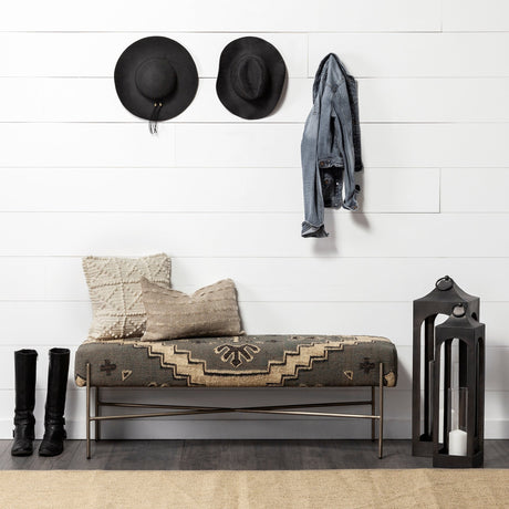 Ina Tall Charcoal Metal Candle Holder Lantern from Mercana - Luna Furniture