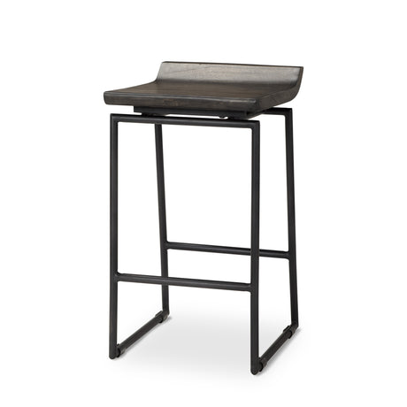 Givens 24.25"H Seat Height Black Wood Seat Black Frame Stool from Mercana - Luna Furniture