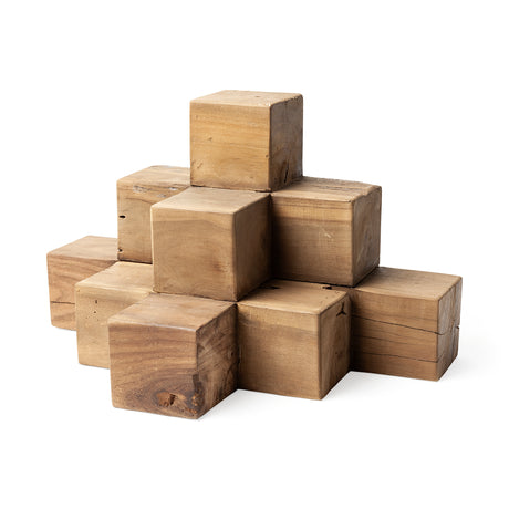 Rubik 15L x 10W Natural Wooden Cube Display Object from Mercana - Luna Furniture