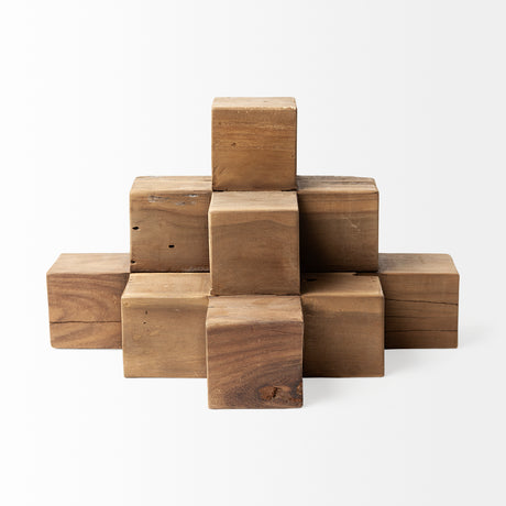 Rubik 15L x 10W Natural Wooden Cube Display Object from Mercana - Luna Furniture