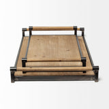 Benson Set of 2 Brown Wood Black Metal Trays from Mercana - Luna Furniture