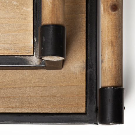 Benson Set of 2 Brown Wood Black Metal Trays from Mercana - Luna Furniture