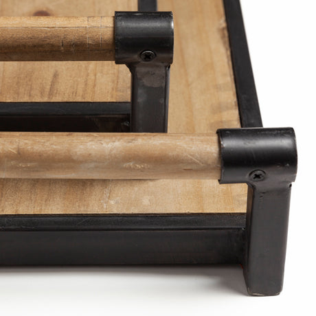 Benson Set of 2 Brown Wood Black Metal Trays from Mercana - Luna Furniture