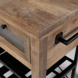 Stuart I Brown Solid Wood Top Two-Tier Black Metal Rolling Kitchen Island from Mercana - Luna Furniture