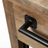 Stuart I Brown Solid Wood Top Two-Tier Black Metal Rolling Kitchen Island from Mercana - Luna Furniture