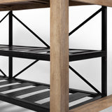 Stuart I Brown Solid Wood Top Two-Tier Black Metal Rolling Kitchen Island from Mercana - Luna Furniture