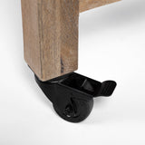 Stuart I Brown Solid Wood Top Two-Tier Black Metal Rolling Kitchen Island from Mercana - Luna Furniture