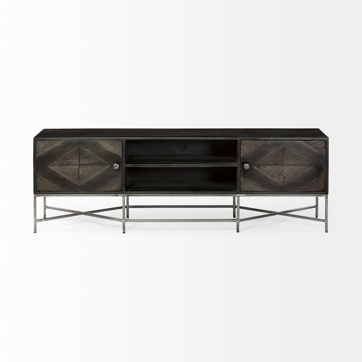 Hogarth I Dark Brown Solid Wood TV Stand Media Console with Storage, TV up to 81" from Mercana - Luna Furniture