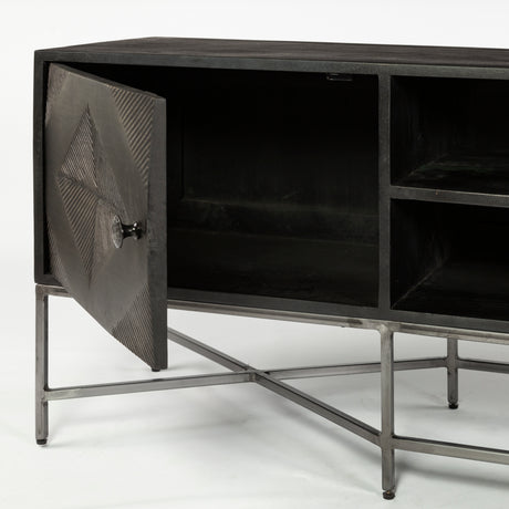 Hogarth I Dark Brown Solid Wood TV Stand Media Console with Storage, TV up to 81" from Mercana - Luna Furniture