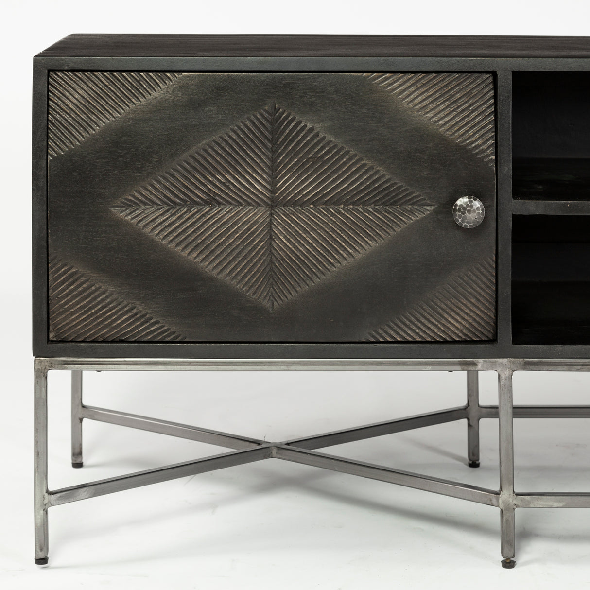 Hogarth I Dark Brown Solid Wood TV Stand Media Console with Storage, TV up to 81" from Mercana - Luna Furniture